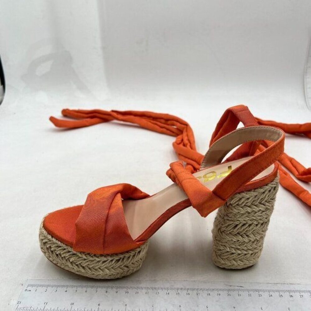 FSJ Orange Platform Chunky High Heel Sandal Sexy Ankle Strap Open Toe Dress Shoe